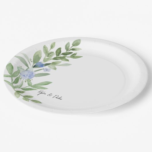 Custom Blue Floral bruiloft douche Bord (Gekanteld)