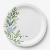 Custom Blue Floral bruiloft douche Bord (Voorkant)