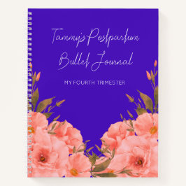 Custom Blue Floral Postpartum Journal For New Moms Notitieboek