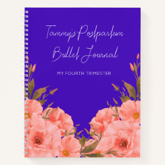 Custom Blue Floral Postpartum Journal For New Moms Notitieboek