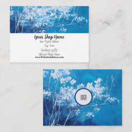 Custom Blue Floral Standard, 3,5 inch x 2,0 inch B Visitekaartje