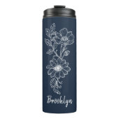 Custom Blue Floral Tumbler Gift for Bridesmaids Thermosbeker (Voorkant)