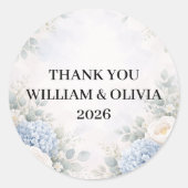 Custom Blue Floral Wedding Sticker (Voorkant)