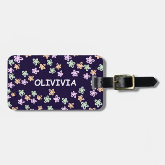 CUSTOM BLUE FLOWER PATTERN Luggage Tag Bagagelabel