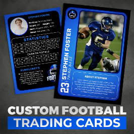 Custom Blue Football Trading Kaart Foto met statis Contactkaartje