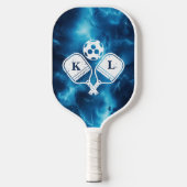 Custom Blue Galaxy Pickleball Paddle met Initialen (Voorkant)