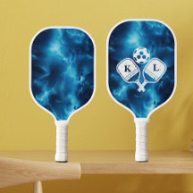 Custom Blue Galaxy Pickleball Paddle met Initialen