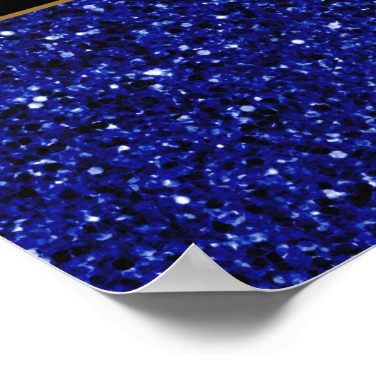 Custom Blue Glitter met bericht Verjaardag Poster (Hoek)