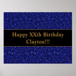 Custom Blue Glitter met bericht Verjaardag Poster
