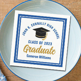 Custom Blue Gold Afstuderen 2023 Graduation Party Servet