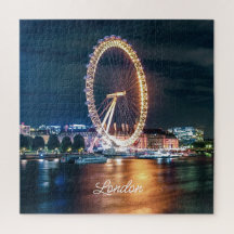 Custom Blue Gold Cityscape Night Travel London