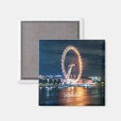 Custom Blue Gold Cityscape Night Travel London Magneet (Voorkant / Achterkant)