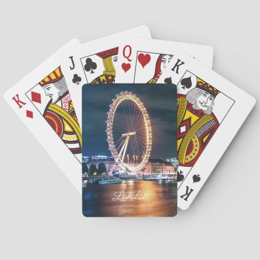 Custom Blue Gold Cityscape Night Travel London Pokerkaarten (Achterkant)