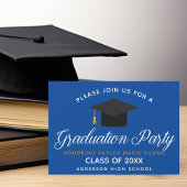 Custom Blue Graduation Party Invitation Briefkaart