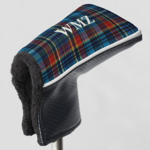 Custom Blue Green Tartan Plaid Putter Head Hoesje Golfheadcover