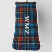 Custom Blue Green Tartan Plaid Putter Head Hoesje Golfheadcover (Draai 90)
