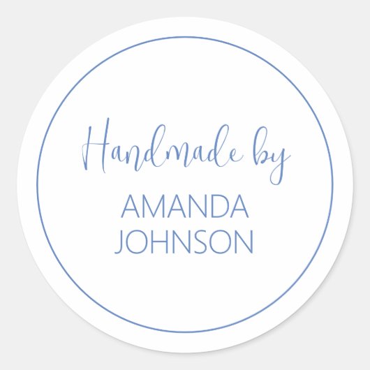 Custom Blue Handmade By Ronde Sticker (Voorkant)