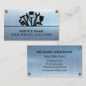 Custom Blue Handyman Reparatie Onderhoud Metaal Visitekaartje (Voorkant / Achterkant)
