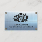 Custom Blue Handyman Reparatie Onderhoud Metaal Visitekaartje (Voorkant)