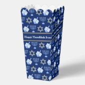 Custom Blue Hanukkah Pattern Popcorn Party Bedankdoosjes (Voorkant)
