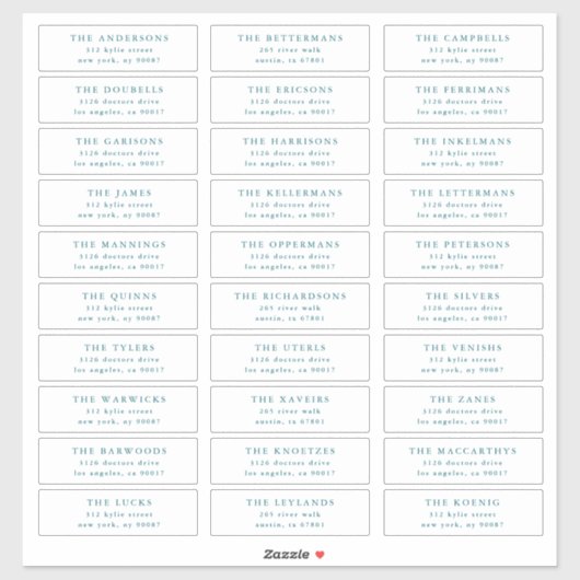 Custom Blue Individual Editable Address Stickers (Vel)