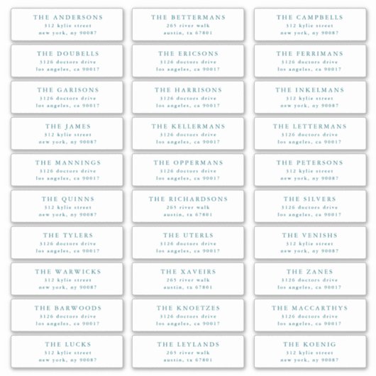 Custom Blue Individual Editable Address Stickers (Voorkant)