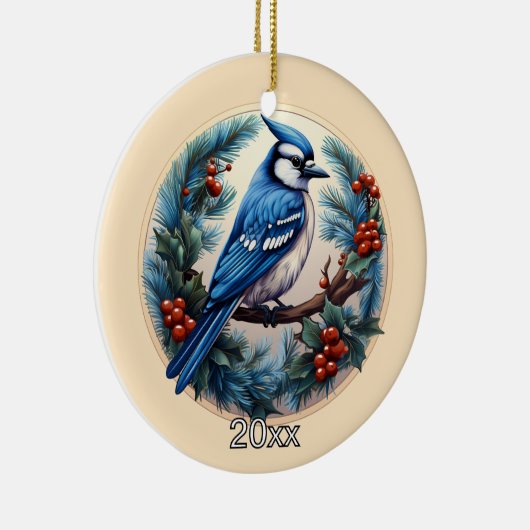Custom Blue Jay Kerst Ornament (Rechts)
