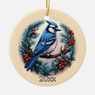 Custom Blue Jay Kerst Ornament