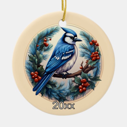 Custom Blue Jay Kerst Ornament (Voorkant)
