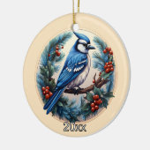 Custom Blue Jay Kerst Ornament (Links)