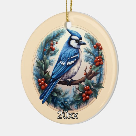 Custom Blue Jay Kerst Ornament (Links)