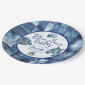 Custom Blue Jean Baby Denim Themed Baby Shower Papieren Bordje (Gekanteld)