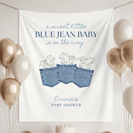 Custom Blue Jean Baby Shower Decorations, Western Wandkleed