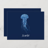 Custom Blue Jellyfish illustratie Briefkaart (Voorkant / Achterkant)