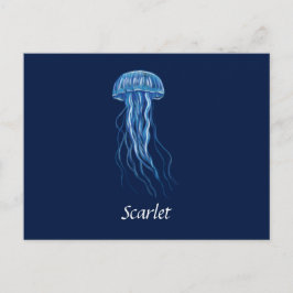 Custom Blue Jellyfish illustratie Briefkaart