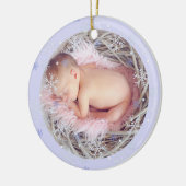 Custom Blue Keepsake Foto Baby's eerste kerst Keramisch Ornament (Links)