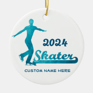 Custom Blue kunstschaatsen Ornament 2024