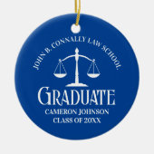Custom Blue Law School Afstuderen Foto Kerstmis Keramisch Ornament (Voorkant)