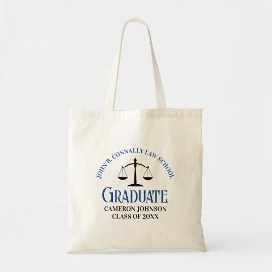 Custom Blue Law School Afstuderen Herdenking Tote Bag (Voorkant)
