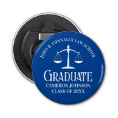 Custom Blue Law School Afstuderen Keepsake Button Flesopener (Voorkant)