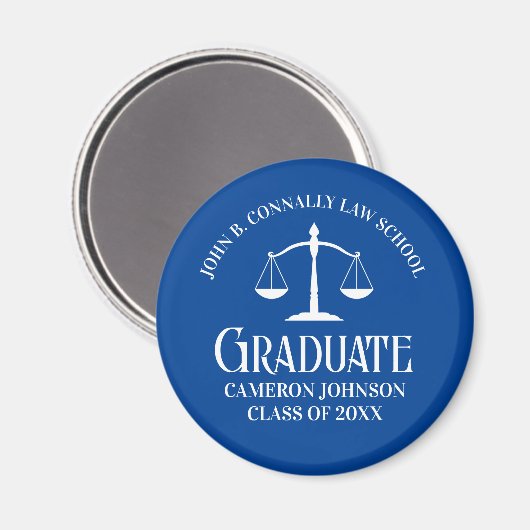 Custom Blue Law School Afstuderen Keepsake Magneet (Voorkant / Achterkant)