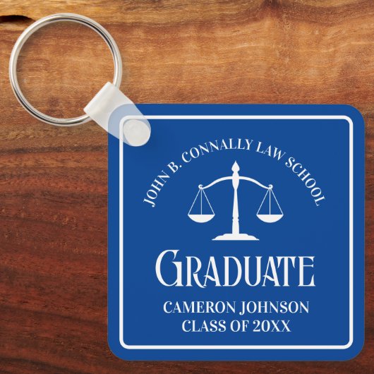 Custom Blue Law School Afstuderen Keepsake Sleutelhanger (Voorkant)