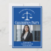 Custom Blue Law School Afstuderen Photo Party Kaart (Voorkant)