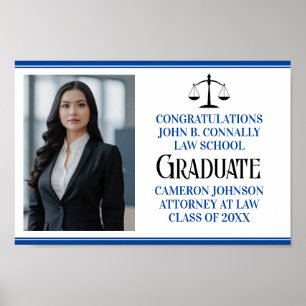 Custom Blue Law School Foto Afstudeerfeest Poster