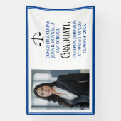Custom Blue Law School Foto Afstudeerfeest Spandoek (Verticaal)