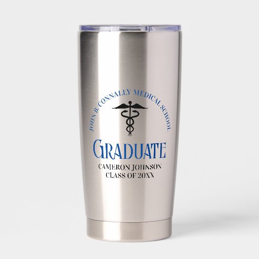 Custom Blue Medical School Afstuderen Geïsoleerde Drinkbeker (Voorkant)
