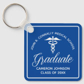 Custom Blue Medische School Afstuderen Keepsake Sleutelhanger (Voorkant)