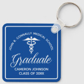 Custom Blue Medische School Afstuderen Keepsake Sleutelhanger (Achterkant)