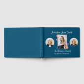 Custom Blue Memorial begrafenis foto gedenkteken Gastenboek (Volledig)