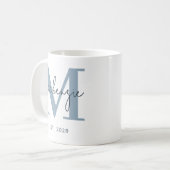 Custom Blue Monogram Mug Wedding Gift for Couples Koffiemok (Voorkant links)